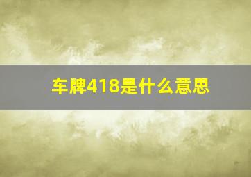 车牌418是什么意思