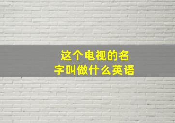 这个电视的名字叫做什么英语