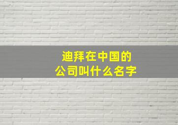 迪拜在中国的公司叫什么名字