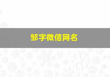 邹字微信网名