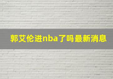 郭艾伦进nba了吗最新消息