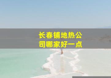 长春铺地热公司哪家好一点