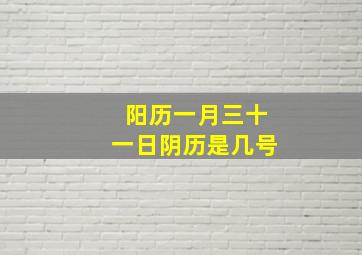 阳历一月三十一日阴历是几号