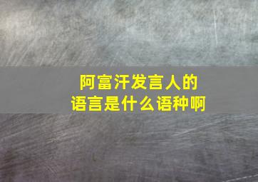 阿富汗发言人的语言是什么语种啊