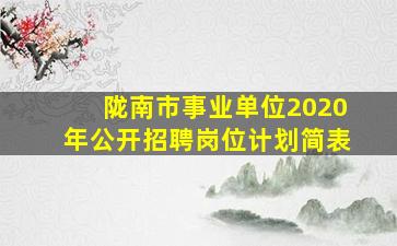 陇南市事业单位2020年公开招聘岗位计划简表