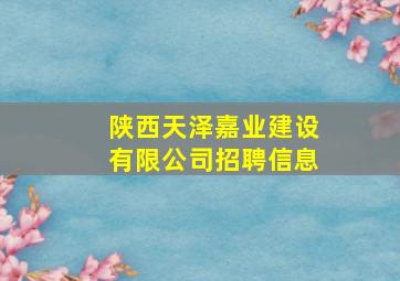 陕西天泽嘉业建设有限公司招聘信息