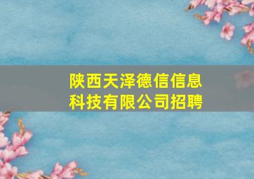 陕西天泽德信信息科技有限公司招聘