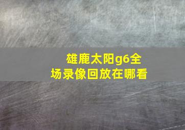 雄鹿太阳g6全场录像回放在哪看