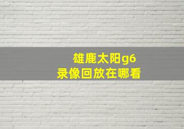 雄鹿太阳g6录像回放在哪看