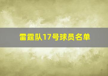 雷霆队17号球员名单