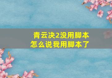 青云决2没用脚本怎么说我用脚本了