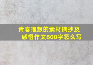 青春理想的素材摘抄及感悟作文800字怎么写