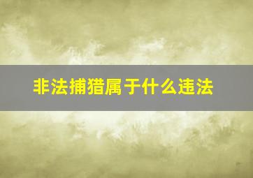 非法捕猎属于什么违法