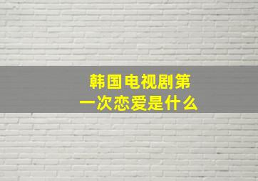 韩国电视剧第一次恋爱是什么