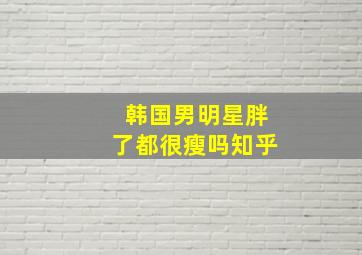 韩国男明星胖了都很瘦吗知乎