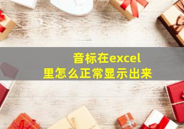 音标在excel里怎么正常显示出来