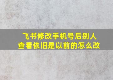 飞书修改手机号后别人查看依旧是以前的怎么改