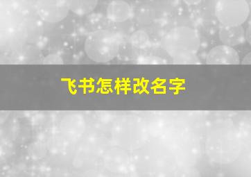 飞书怎样改名字