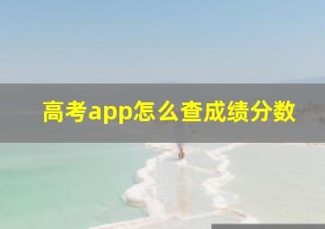 高考app怎么查成绩分数