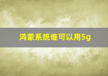 鸿蒙系统谁可以用5g