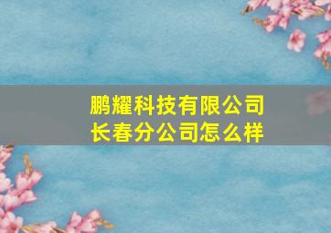 鹏耀科技有限公司长春分公司怎么样