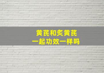 黄芪和炙黄芪一起功效一样吗