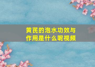 黄芪的泡水功效与作用是什么呢视频