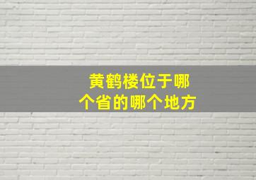 黄鹤楼位于哪个省的哪个地方