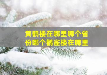 黄鹤楼在哪里哪个省份哪个鹳雀楼在哪里