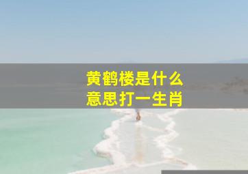 黄鹤楼是什么意思打一生肖